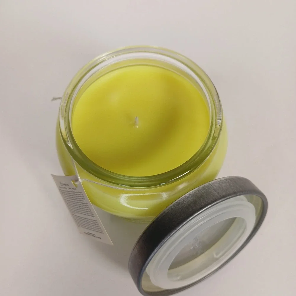 Home Interiors Fresh Cotton 12.5 oz Scented Jar Candle NOS w/Lid Yellow